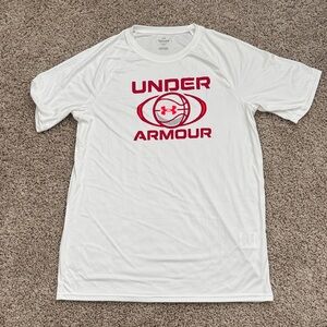 Under Armour White Short-Sleeve Performance Tee with Red Logo